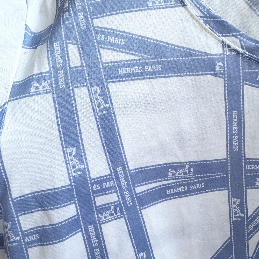 SOLD❤️HERMÈS authentic logo ribbon print boxy tee shirt top - Picture 4 of 8